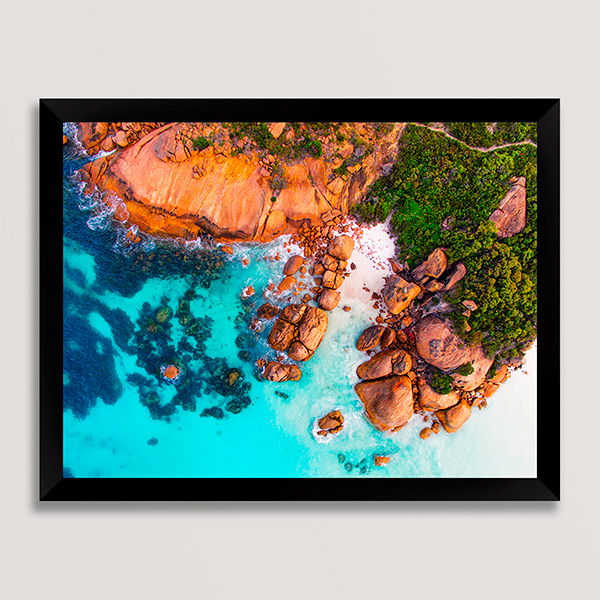 Framed poster style print in black frame